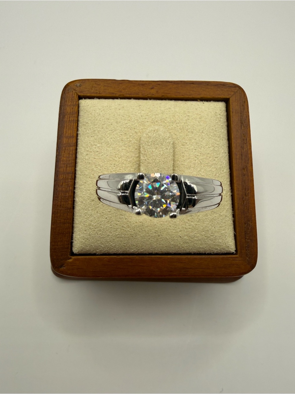 Men’s 1.2 CT Moissanite Rhodium-Plated Ring Size 12